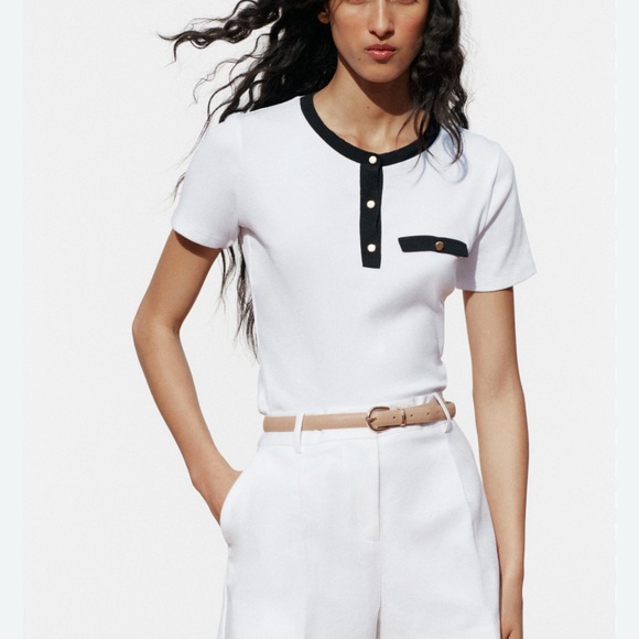 NWOT Zara shirt with contrast piping - Picture 6 of 6